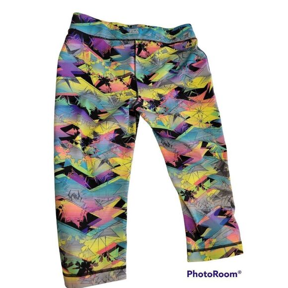 FILA Size Small Cropped Performance Leggings  Multicolor Abstract - Picture 2 of 7